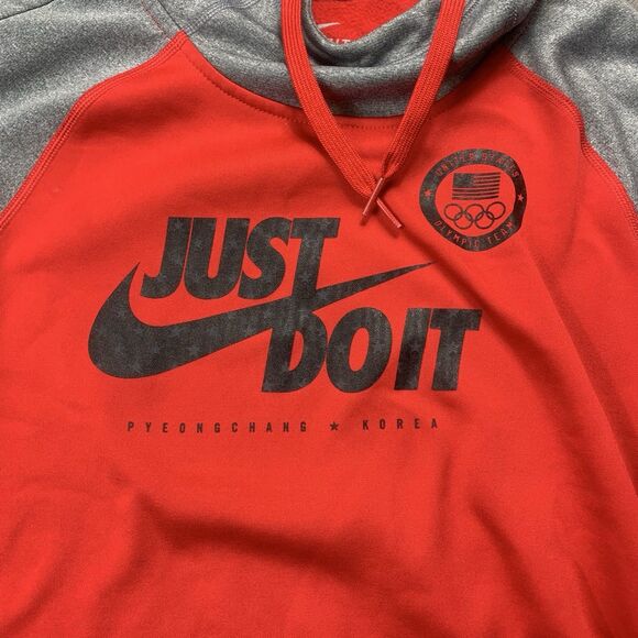 Women's Nike United States Olympic Team Pyeongchang Korea Red Gray Hoodie Medium - Picture 2 of 9